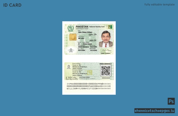 Vorschau eines Beispiels für einen pakistanischen Personalausweis